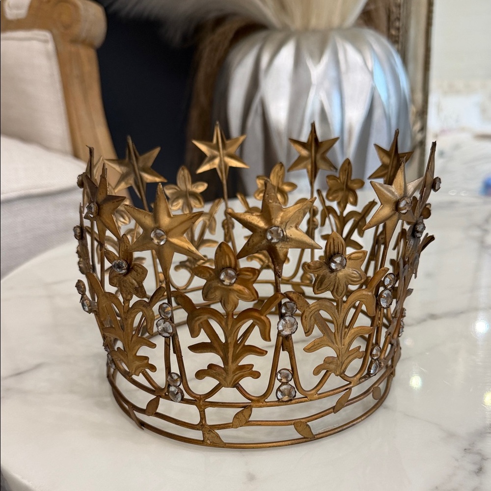 Anthropologie Gold Star & Floral Metal Crown